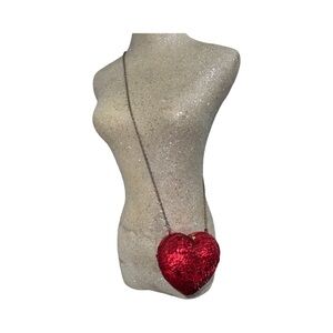 Red Heart Sequin Crossbody Bag